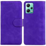 For Xiaomi Redmi Note 12 5G Skin Feel Pure Color Flip Leather Phone Case(Purple)