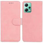 For Xiaomi Redmi Note 12 5G Skin Feel Pure Color Flip Leather Phone Case(Pink)