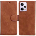 For Xiaomi Redmi Note 12 Pro 5G Skin Feel Pure Color Flip Leather Phone Case(Brown)