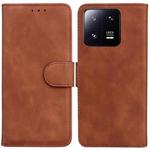 For Xiaomi 13 Pro 5G Skin Feel Pure Color Flip Leather Phone Case(Brown)