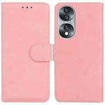 For Honor 70 Skin Feel Pure Color Flip Leather Phone Case(Pink)