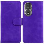 For Honor 80 Skin Feel Pure Color Flip Leather Phone Case(Purple)