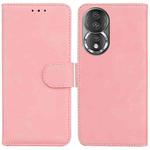 For Honor 80 Skin Feel Pure Color Flip Leather Phone Case(Pink)