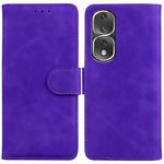 For Honor 80 Pro Skin Feel Pure Color Flip Leather Phone Case(Purple)