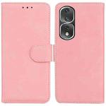 For Honor 80 Pro Skin Feel Pure Color Flip Leather Phone Case(Pink)