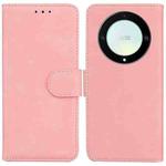 For Honor X9a Skin Feel Pure Color Flip Leather Phone Case(Pink)