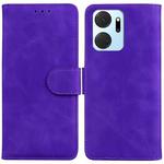 For Honor X7A Skin Feel Pure Color Flip Leather Phone Case(Purple)