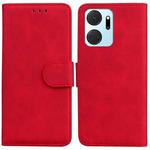 For Honor X7A Skin Feel Pure Color Flip Leather Phone Case(Red)