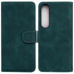 For Sony Xperia 1 IV 2023 Skin Feel Pure Color Flip Leather Phone Case(Green)