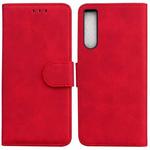 For Sony Xperia 10 IV 2023 Skin Feel Pure Color Flip Leather Phone Case(Red)