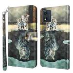 For Motorola Moto E13 3D Painting Pattern Leather Phone Case(Cat Tiger)