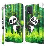 For Motorola Moto E13 3D Painting Pattern Leather Phone Case(Panda Climbing Bamboo)