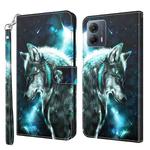 For Motorola Moto G13 / G23 / G53 3D Painting Pattern Leather Phone Case(Wolf)