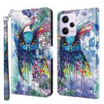 For Xiaomi Redmi Note 12 Pro 5G Global 3D Painting Pattern Leather Phone Case(Watercolor Owl)
