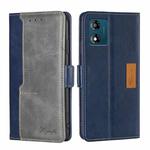 For Motorola Moto E13 4G Contrast Color Side Buckle Leather Phone Case(Blue + Grey)