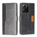 For Xiaomi Redmi Note 12 Pro Speed/Poco X5 Pro Contrast Color Side Buckle Leather Phone Case(Black + Grey)
