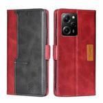 For Xiaomi Redmi Note 12 Pro Speed/Poco X5 Pro Contrast Color Side Buckle Leather Phone Case(Red + Black)