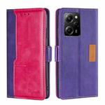 For Xiaomi Redmi Note 12 Pro Speed/Poco X5 Pro Contrast Color Side Buckle Leather Phone Case(Purple + Rose Red)