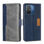 For Xiaomi Redmi 12C 4G Contrast Color Side Buckle Leather Phone Case(Blue + Grey)