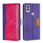 For Kyocera Android One S10 Contrast Color Side Buckle Leather Phone Case(Purple + Rose Red)