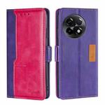 For OnePlus Ace 2/11R Contrast Color Side Buckle Leather Phone Case(Purple + Rose Red)