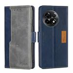 For OnePlus Ace 2/11R Contrast Color Side Buckle Leather Phone Case(Blue + Grey)