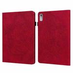 For Lenovo Tab P11 Gen 2 Peacock Embossed Pattern Leather Tablet Case(Red)