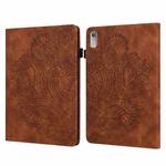 For Lenovo Tab P11 Gen 2 Peacock Embossed Pattern Leather Tablet Case(Brown)