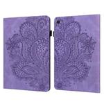 For Samsung Galaxy Tab S5e Peacock Embossed Pattern Leather Tablet Case(Purple)