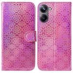 For Realme 10 Pro 5G Colorful Magnetic Buckle Leather Phone Case(Pink)