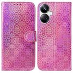 For Realme 10 Pro+ Colorful Magnetic Buckle Leather Phone Case(Pink)