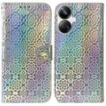 For Realme 10 Pro+ Colorful Magnetic Buckle Leather Phone Case(Silver)