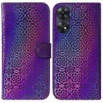 For OPPO Reno8 T 4G Colorful Magnetic Buckle Leather Phone Case(Purple)