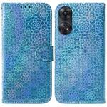 For OPPO Reno8 T 4G Colorful Magnetic Buckle Leather Phone Case(Blue)