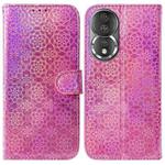 For Honor 80 Colorful Magnetic Buckle Leather Phone Case(Pink)