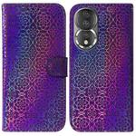 For Honor 80 Colorful Magnetic Buckle Leather Phone Case(Purple)