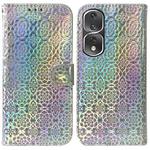 For Honor 80 Pro Colorful Magnetic Buckle Leather Phone Case(Silver)