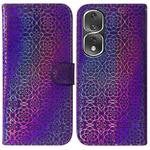 For Honor 80 Pro Colorful Magnetic Buckle Leather Phone Case(Purple)