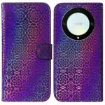 For Honor X9a Colorful Magnetic Buckle Leather Phone Case(Purple)