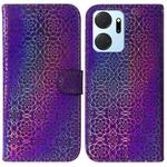 For Honor X7A Colorful Magnetic Buckle Leather Phone Case(Purple)