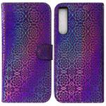 For Sony Xperia 10 IV 2023 Colorful Magnetic Buckle Leather Phone Case(Purple)