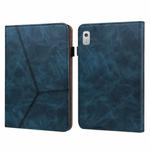 For Lenovo Tab M8 4th Gen TB-300FU Embossed Striped Leather Tablet Case(Blue)