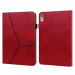 For Lenovo Tab P11 Gen 2 Embossed Striped Leather Tablet Case(Red)