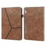 For Lenovo Tab P11 Pro Gen 2 Embossed Striped Leather Tablet Case(Brown)