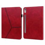 For Lenovo Tab P11 Pro Gen 2 Embossed Striped Leather Tablet Case(Red)
