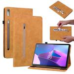 For Lenovo Tab P11 Pro Gen 2 11.2 Skin Feel Solid Color Zipper Leather Tablet Case(Yellow)