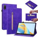 For Honor Pad V8 Pro Skin Feel Solid Color Zipper Leather Tablet Case(Purple)