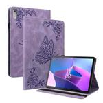 For Lenovo Tab P11 Gen 2 11.5 Butterfly Flower Embossed Leather Tablet Case(Purple)