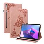 For Lenovo Tab P11 Pro Gen 2 11.2 Butterfly Flower Embossed Leather Tablet Case(Rose Gold)