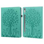 For Lenovo Tab P11 Pro Gen 2 Tree & Deer Pattern Embossed Leather Tablet Case(Green)